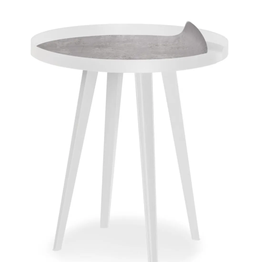 Table d'appoint magnétique ronde à rebord Bipolart Métal Blanc avec 3 Tops style Textures