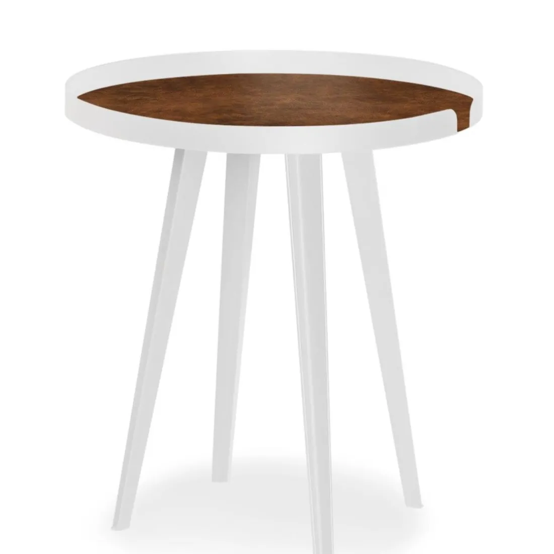 Table d'appoint magnétique ronde à rebord Bipolart Métal Blanc avec 3 Tops style Textures