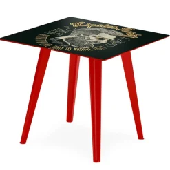 Table d'appoint magnétique carrée Bipolart Métal Rouge avec 3 Tops style Fun