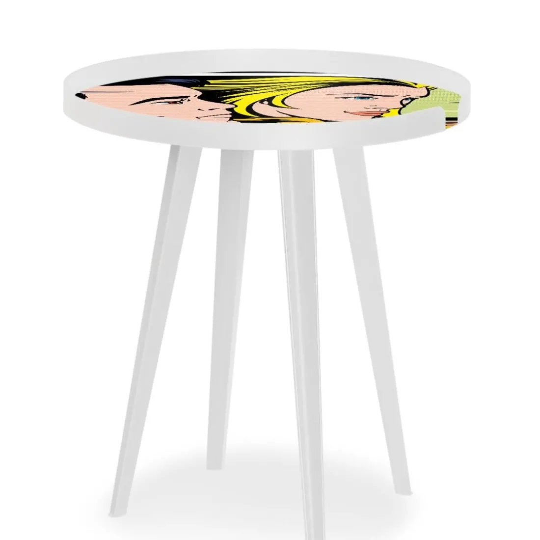 Table d'appoint magnétique ronde à rebord Bipolart Métal Blanc avec 3 Tops style Fun