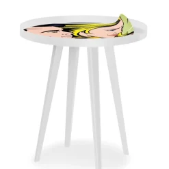Table d'appoint magnétique ronde à rebord Bipolart Métal Blanc avec 3 Tops style Fun