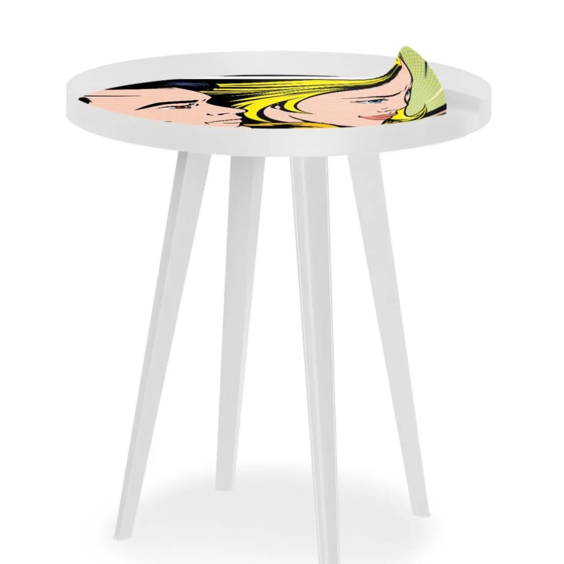 Table d'appoint magnétique ronde à rebord Bipolart Métal Blanc avec 3 Tops style Fun