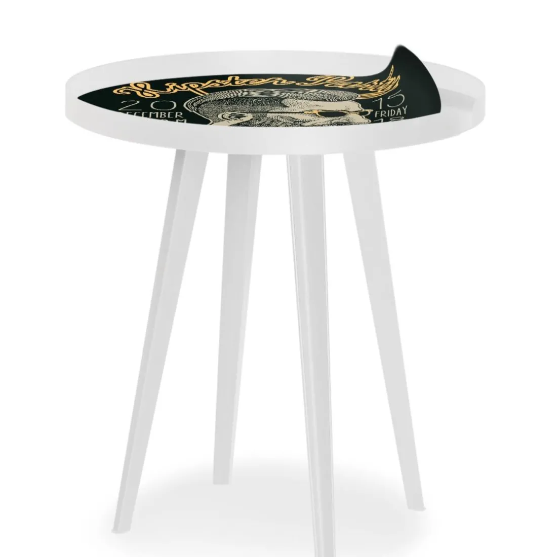 Table d'appoint magnétique ronde à rebord Bipolart Métal Blanc avec 3 Tops style Fun