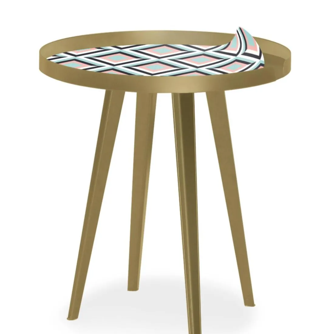 Table d'appoint magnétique ronde à rebord Bipolart Métal Or avec 3 Tops style Scandinave