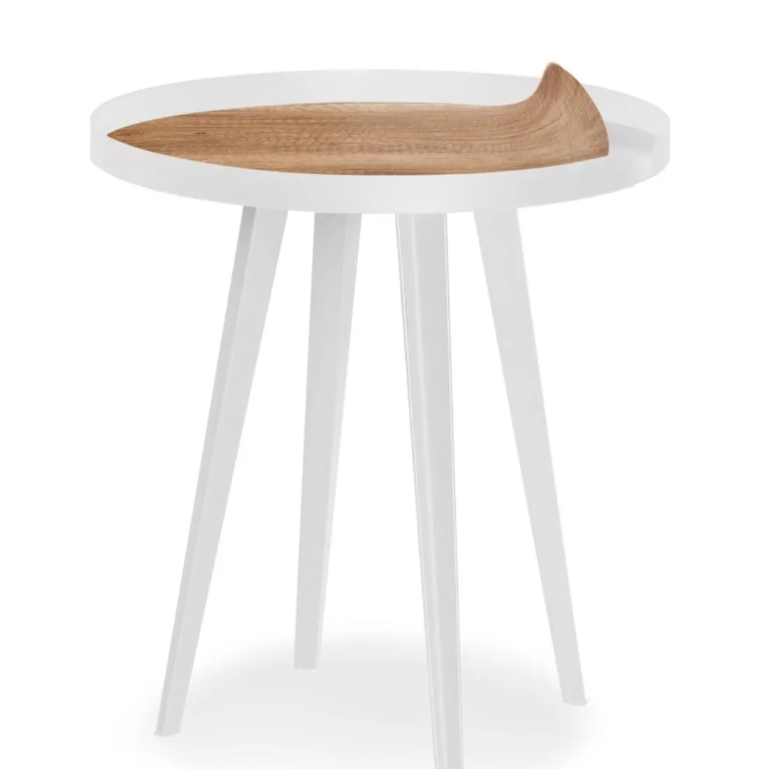 Table d'appoint magnétique ronde à rebord Bipolart Métal Blanc avec 3 Tops style Natural
