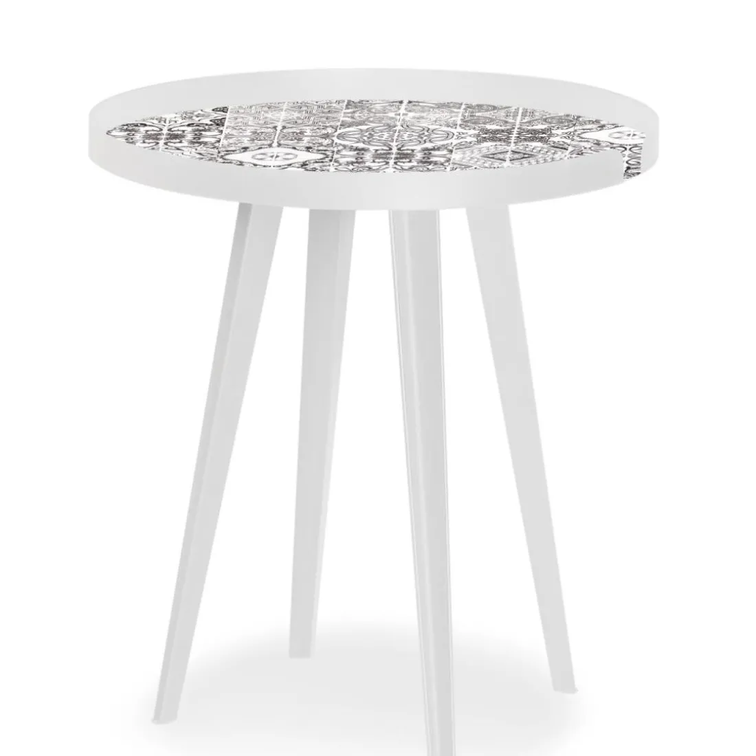 Table d'appoint magnétique ronde à rebord Bipolart Métal Blanc avec 3 Tops style Natural