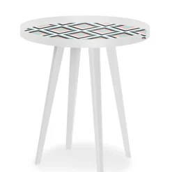 Table d'appoint magnétique ronde à rebord Bipolart Métal Blanc avec 3 Tops style Scandinave