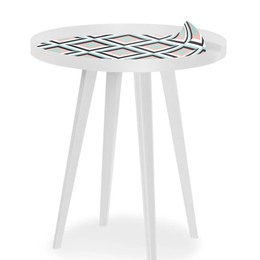 Table d'appoint magnétique ronde à rebord Bipolart Métal Blanc avec 3 Tops style Scandinave