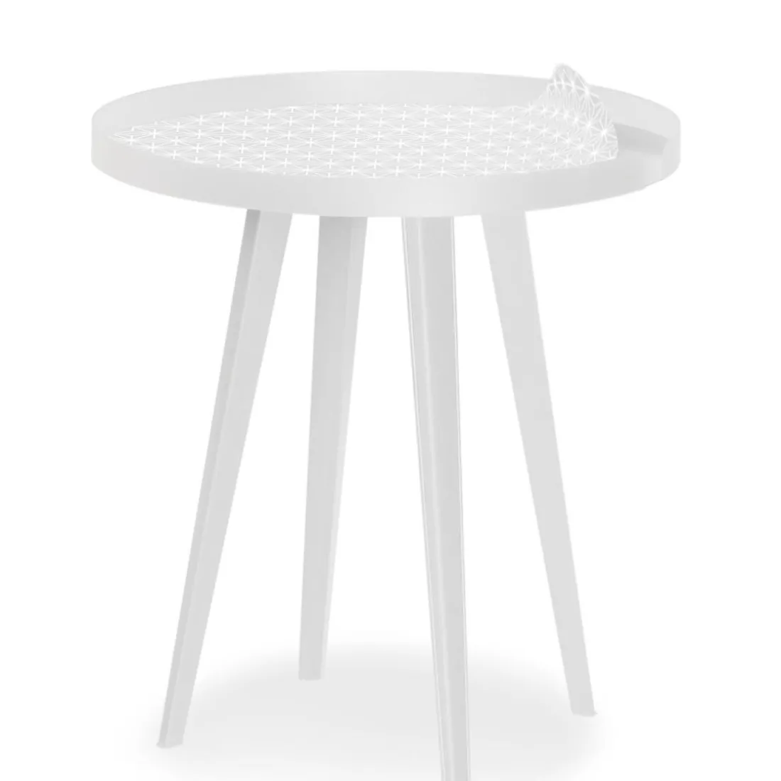 Table d'appoint magnétique ronde à rebord Bipolart Métal Blanc avec 3 Tops style Scandinave