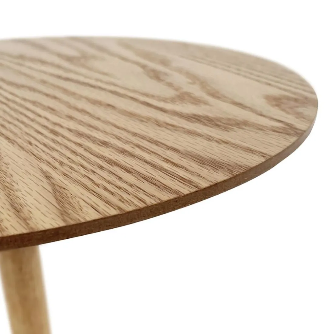 Table d'appoint ronde 'DILA' en bois finition naturelle et métal blanc