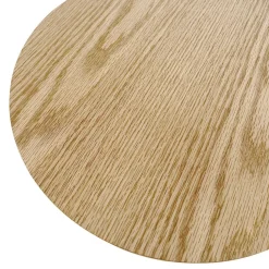 Table d'appoint ronde 'DILA' en bois finition naturelle et métal blanc