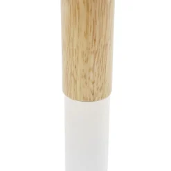 Table d'appoint ronde 'DILA' en bois finition naturelle et métal blanc
