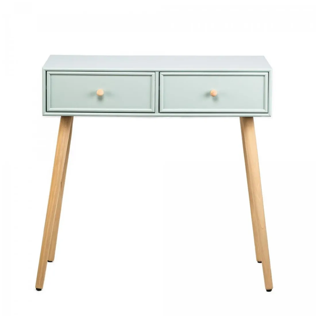 Table d'Appoint Scandinave en Bois 2 Tiroirs NISHIO - Verte