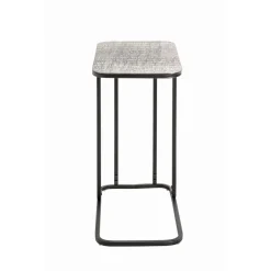 Table d'appointe en tube d'acier laqué noir, plateau en structure aluminium argenté