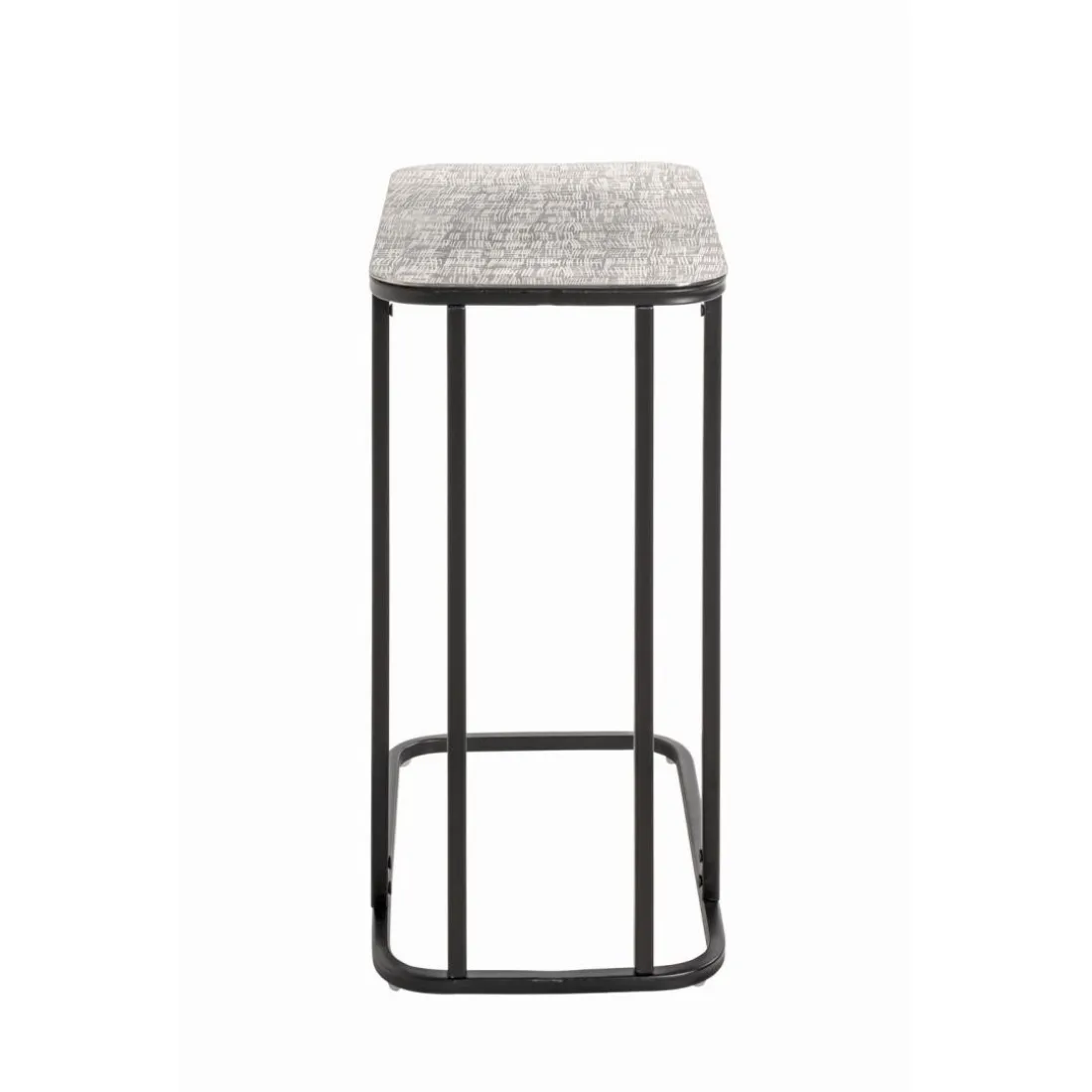 Table d'appointe en tube d'acier laqué noir, plateau en structure aluminium argenté