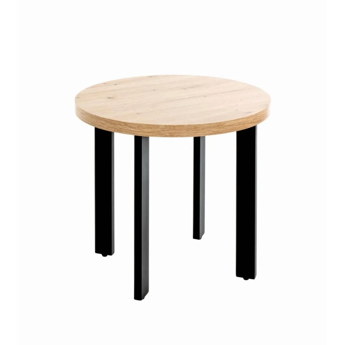 Table d'appointe noir, plateau en MDF décor chêne avec accents de couleur