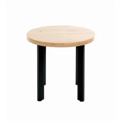 Table d'appointe noir, plateau en MDF décor chêne avec accents de couleur