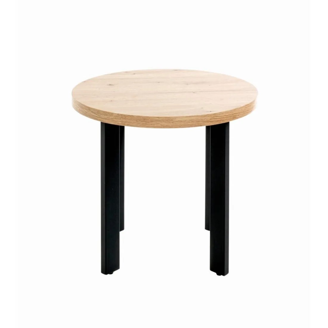 Table d'appointe noir, plateau en MDF décor chêne avec accents de couleur