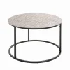 Table d'appointe plateau en structure aluminium argenté en tube d'acier laqué noir