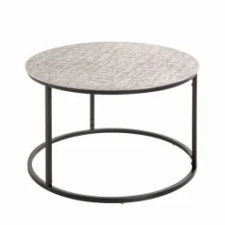 Table d'appointe plateau en structure aluminium argenté en tube d'acier laqué noir