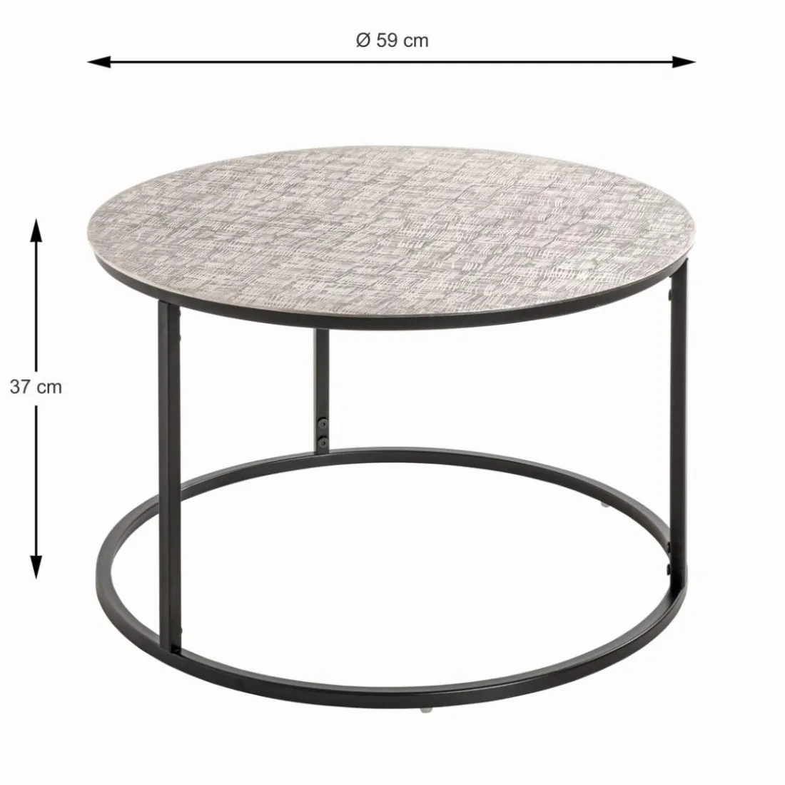 Table d'appointe plateau en structure aluminium argenté en tube d'acier laqué noir