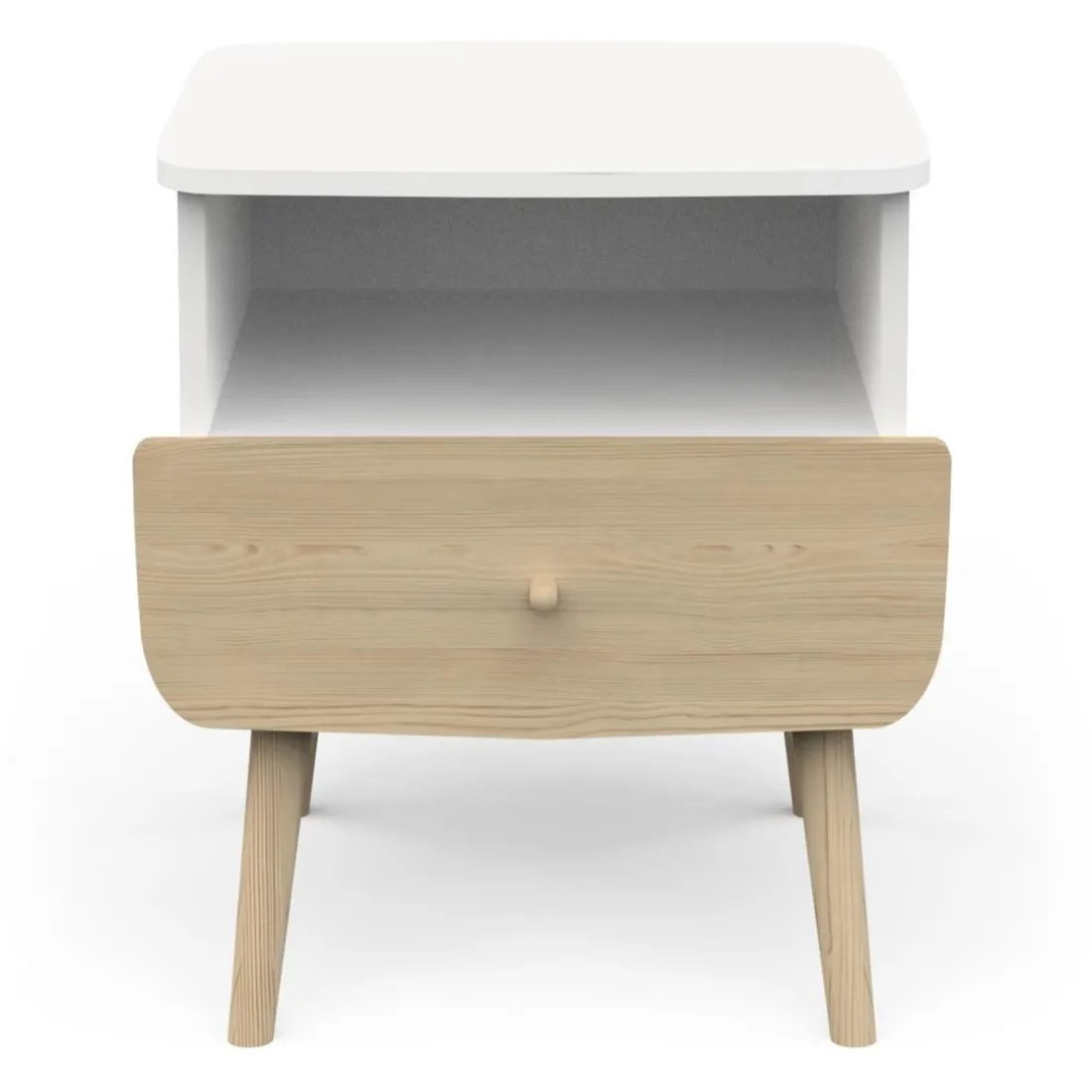 Table de chevet 1 niche et 1 tiroir blanche FIRMIANA