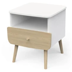 Table de chevet 1 niche et 1 tiroir blanche FIRMIANA