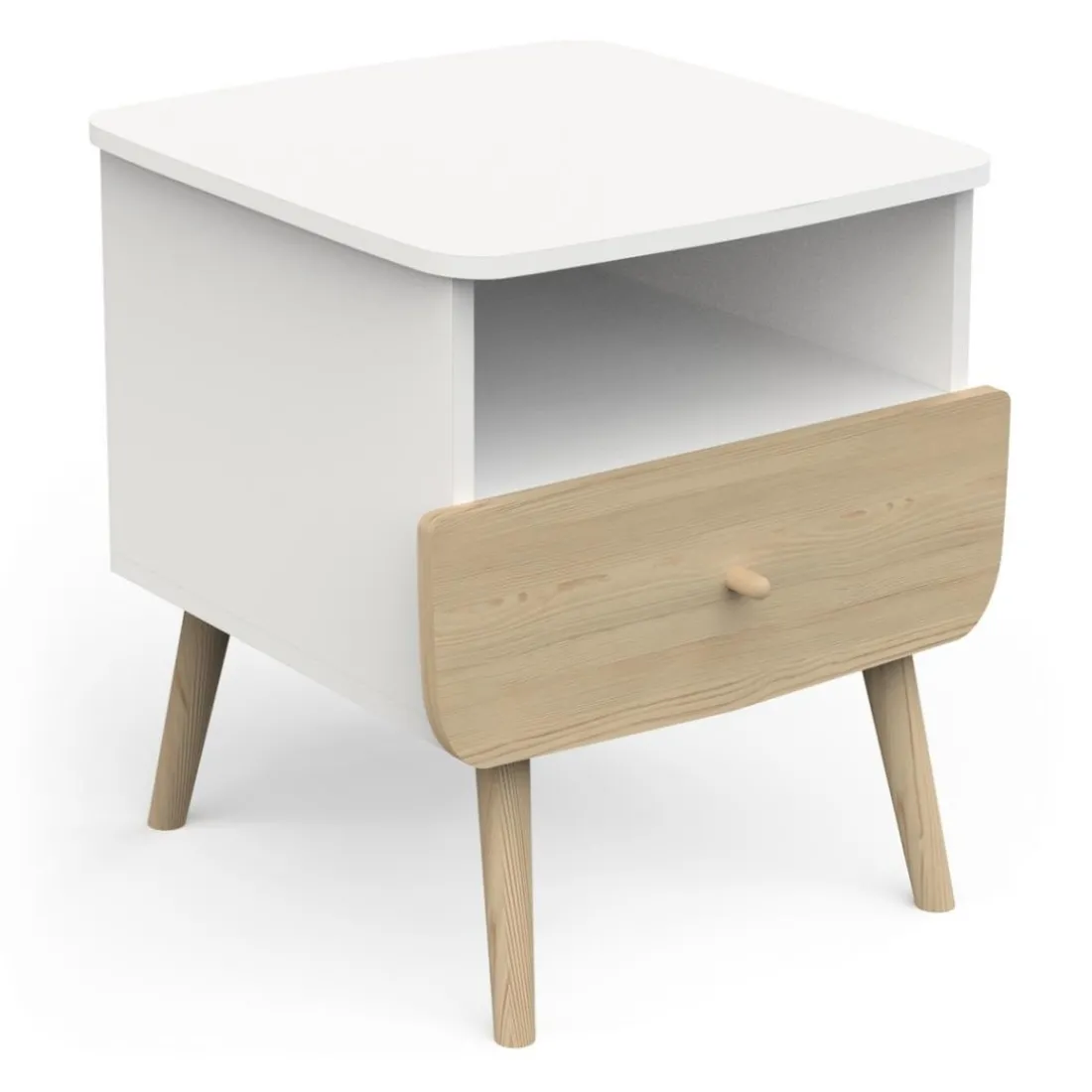 Table de chevet 1 niche et 1 tiroir blanche FIRMIANA
