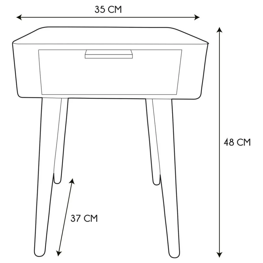 Table de Chevet 1 Tiroir En Bois Vert Kaki