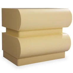 Table de chevet avec 2 tiroirs arrondis Mezade Beige
