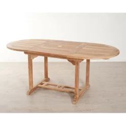 Table de jardin 4/6 personnes - ovale extensible 120/180 x 90 cm en bois Teck