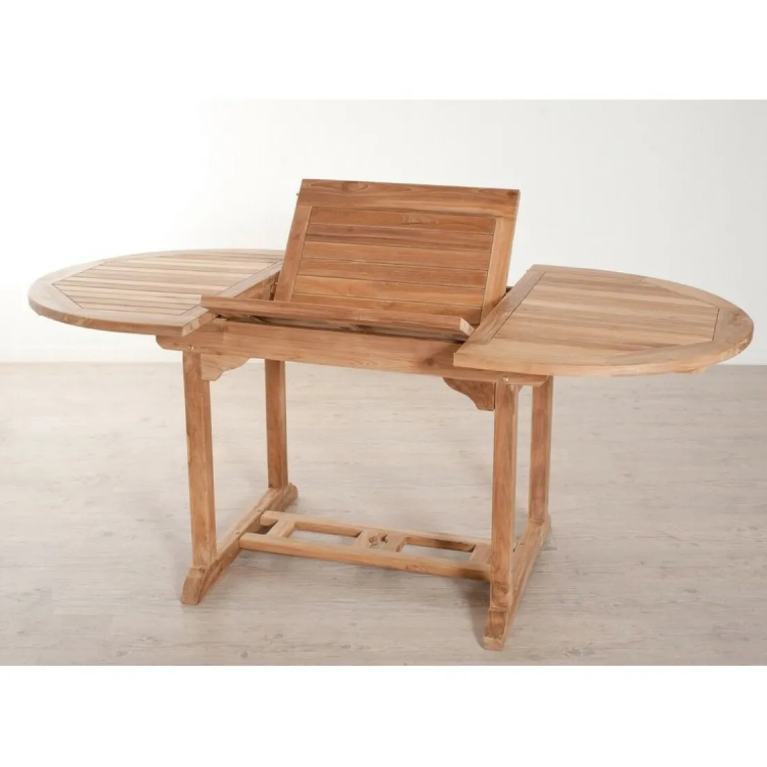 Table de jardin 4/6 personnes - ovale extensible 120/180 x 90 cm en bois Teck