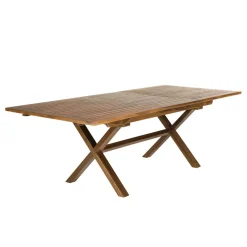 Table de jardin HANNA 8/10 personnes - rectangulaire pieds croisés extensible 180/240x100cm en bois teck huilé