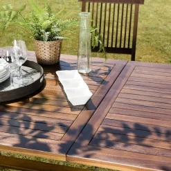Table de jardin HANNA 8/10 personnes - rectangulaire pieds croisés extensible 180/240x100cm en bois teck huilé
