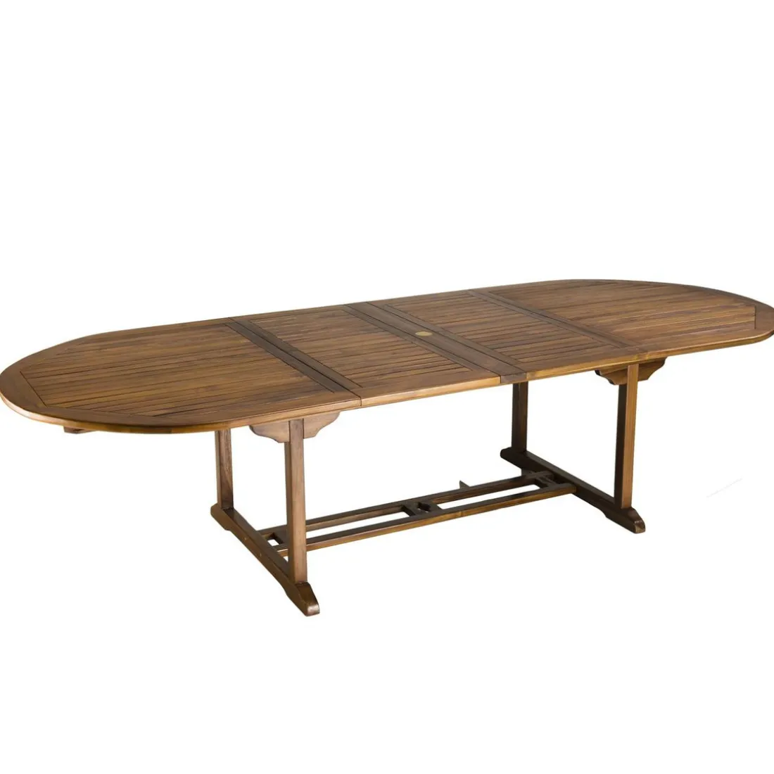 Table de jardin HANNA 10/12 personnes - ovale double extension 200/300 x 120 cm en bois teck huilé