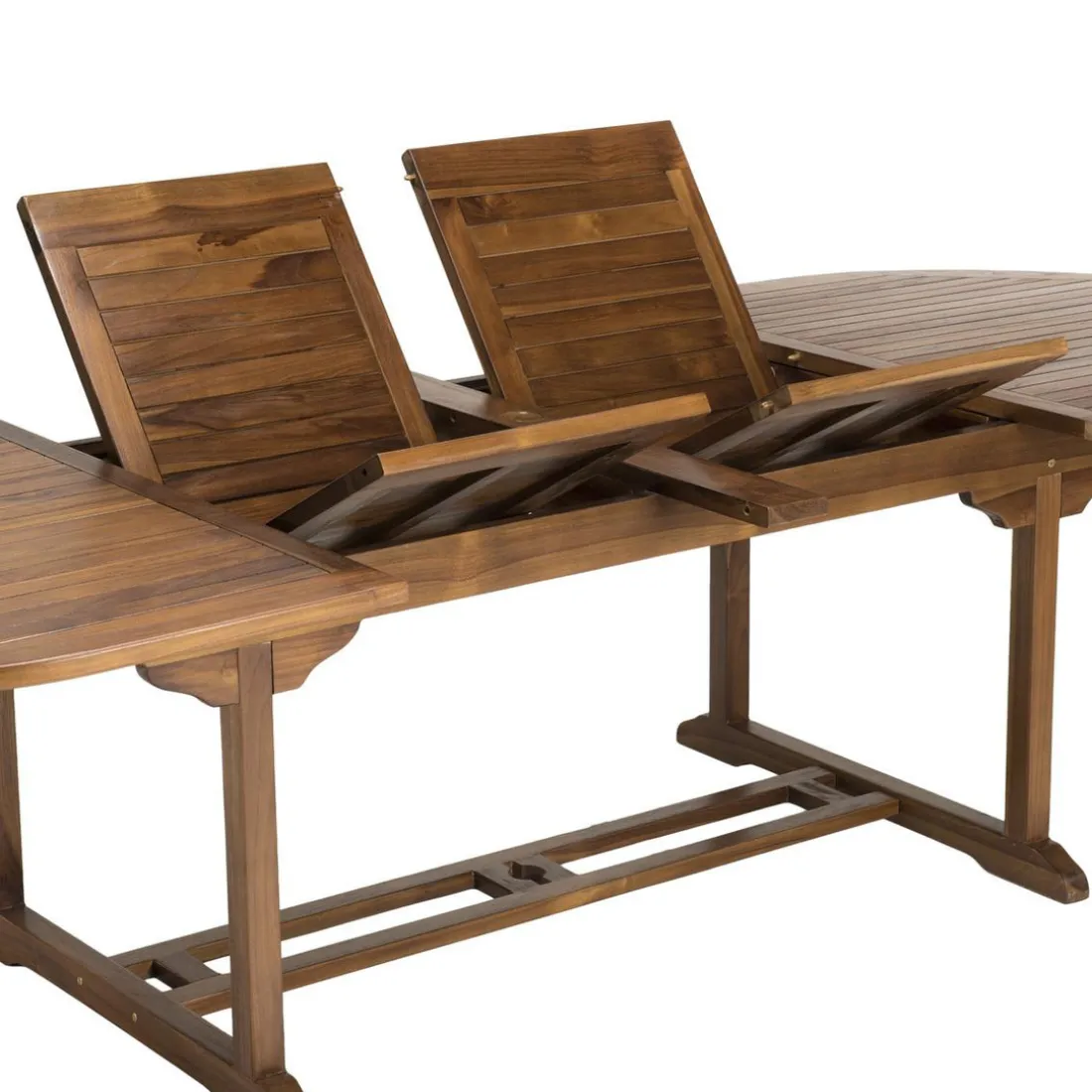 Table de jardin HANNA 10/12 personnes - ovale double extension 200/300 x 120 cm en bois teck huilé