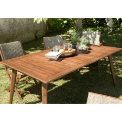 Table de jardin VICTOIRE 8/10 personnes - extensible 180/240x100 cm en bois Acacia