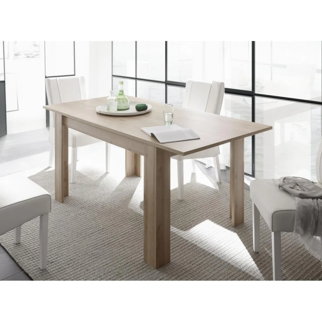 Table de repas 140cm extensible FIRENZE décor chene noyer