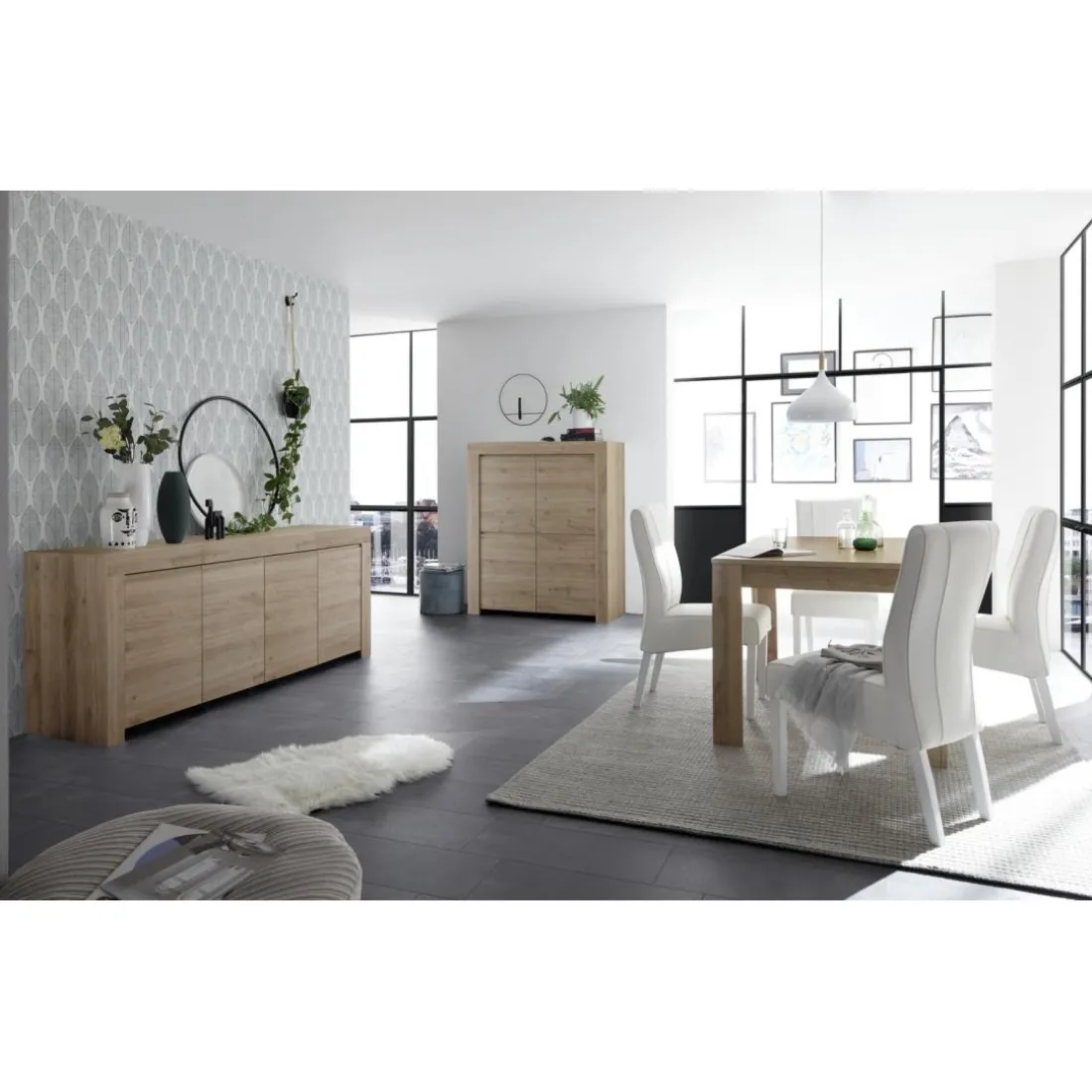 Table de repas 140cm extensible FIRENZE décor chene noyer