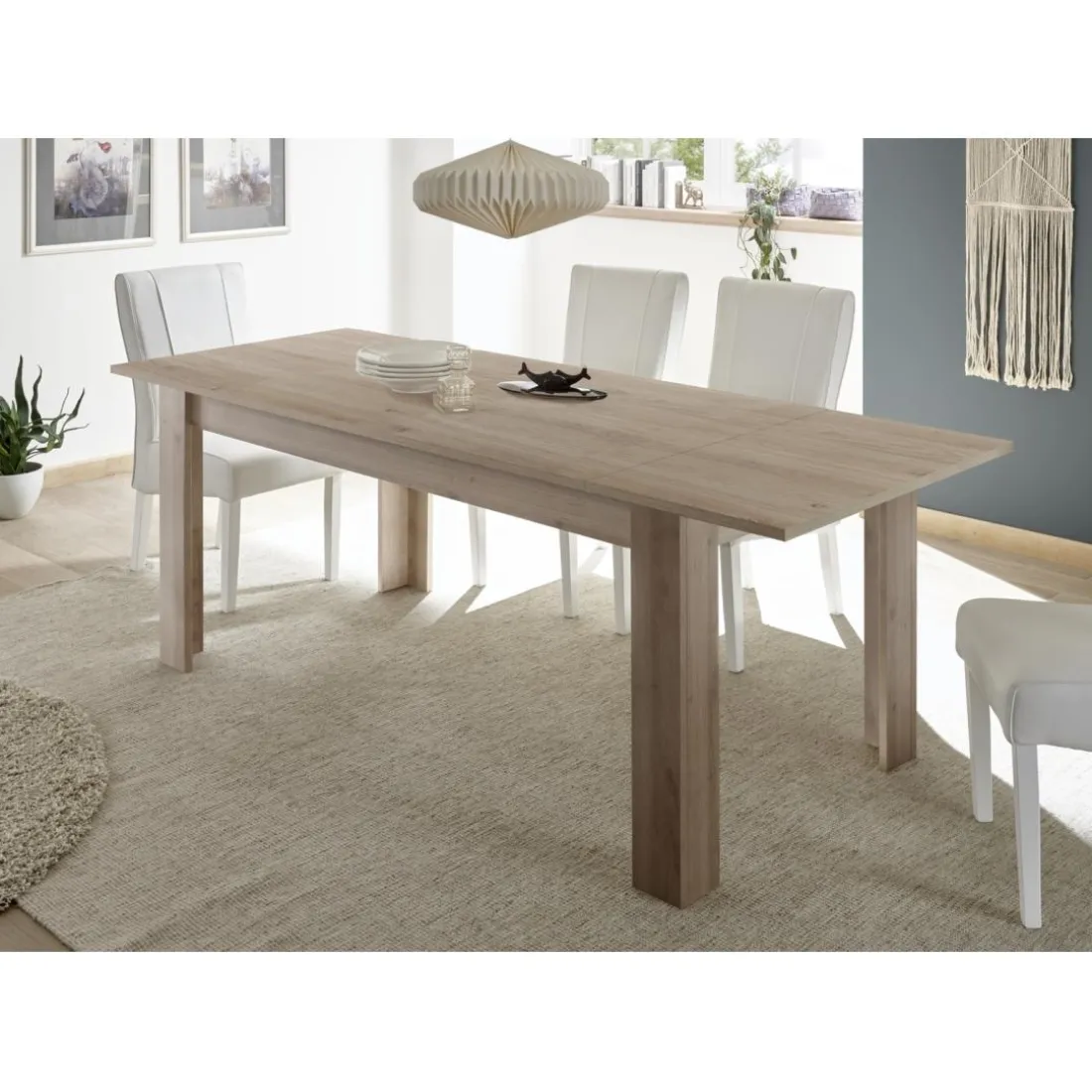 Table de repas 140cm extensible FIRENZE décor chene noyer