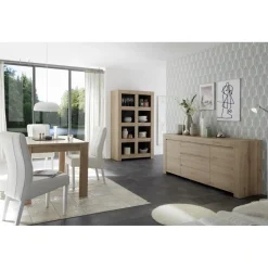 Table de repas 140cm extensible FIRENZE décor chene noyer
