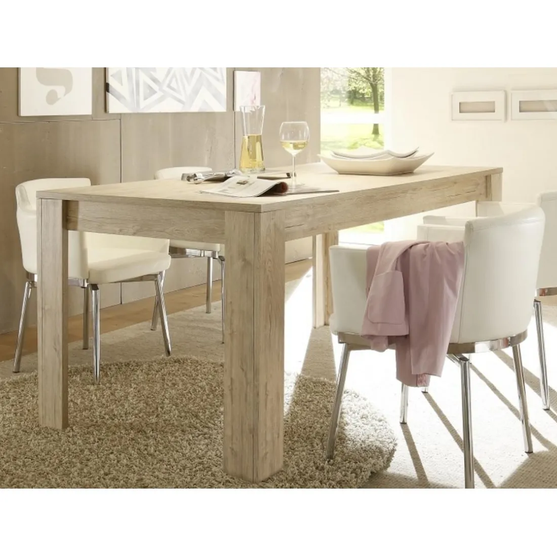 Table de repas décor chene clair L180 cm PALMA