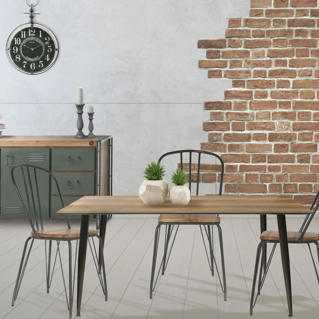 Table de Repas Imitation Bois 115X75X75cm