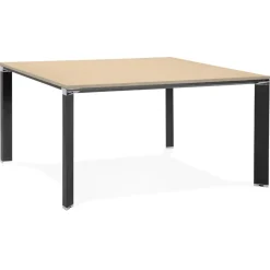 Table de réunion ou bureau bench 'XLINE SQUARE' en bois finition naturelle et métal noir