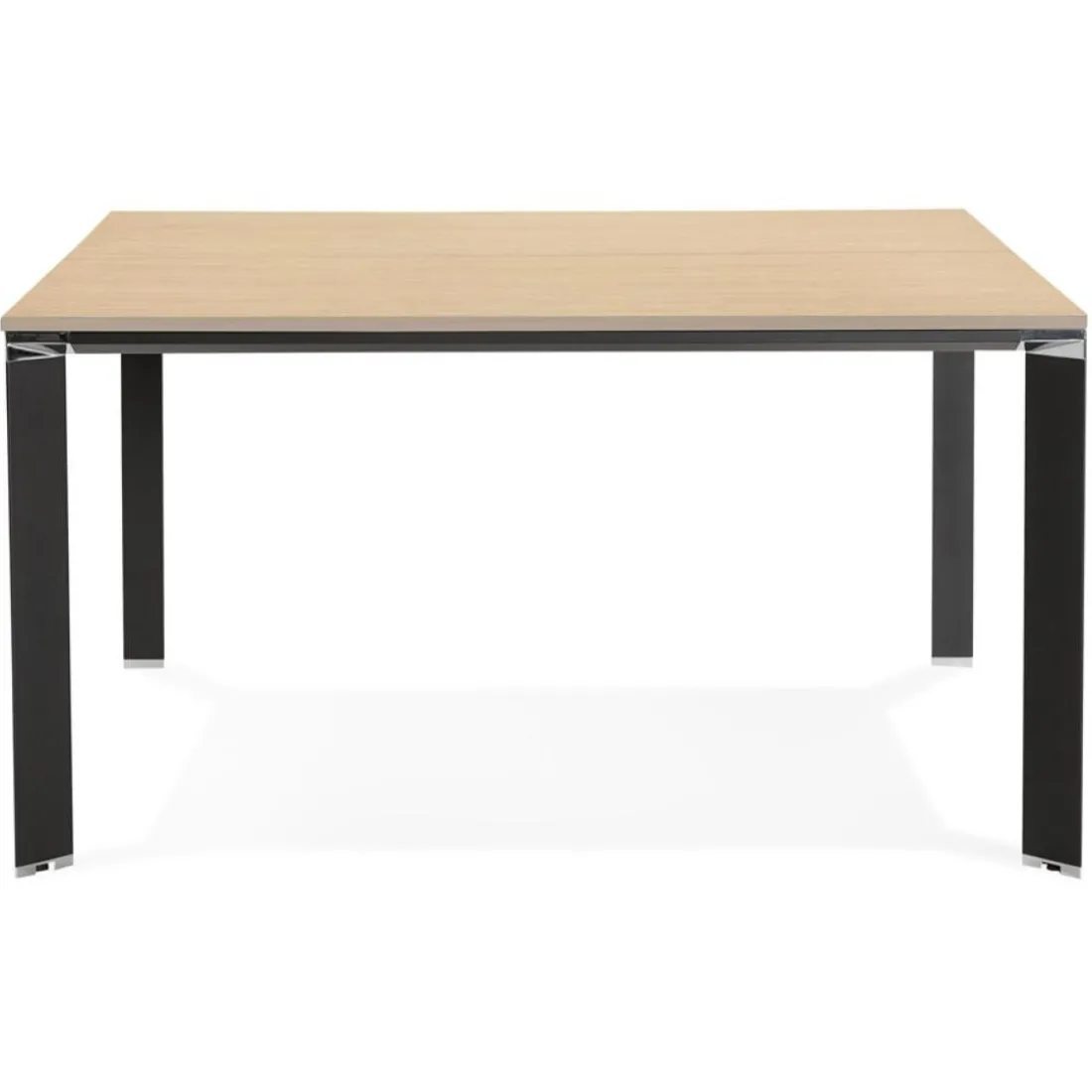 Table de réunion ou bureau bench 'XLINE SQUARE' en bois finition naturelle et métal noir