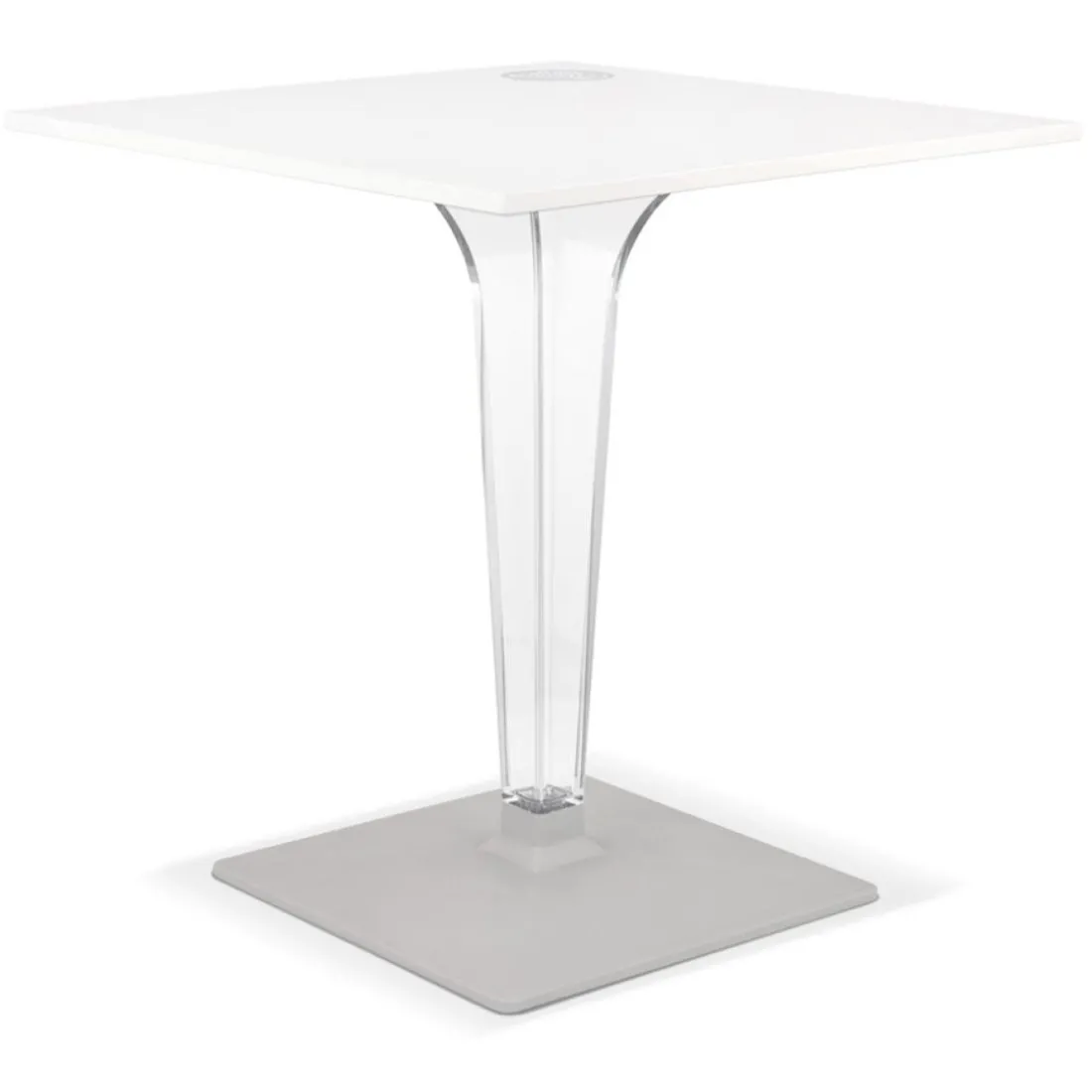 Table de terrasse carrée 'LIMPID' blanche intérieur et extérieur
