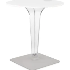 Table de terrasse ronde 'LIMPID' blanche intérieur et extérieur