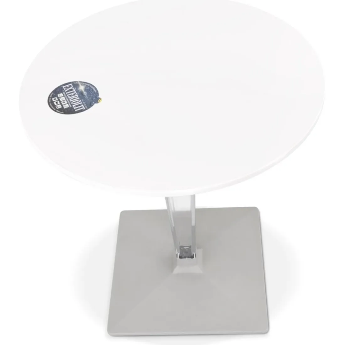 Table de terrasse ronde 'LIMPID' blanche intérieur et extérieur