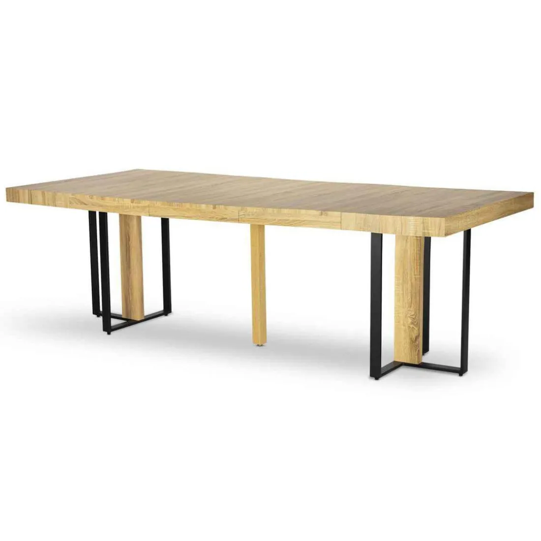 Table Extensible TERESA Chêne Clair Pieds Noir