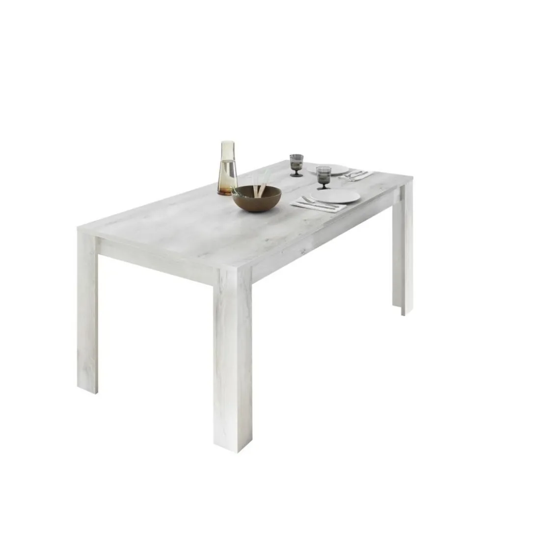 Table extensible 180x90cm décor chene blanc